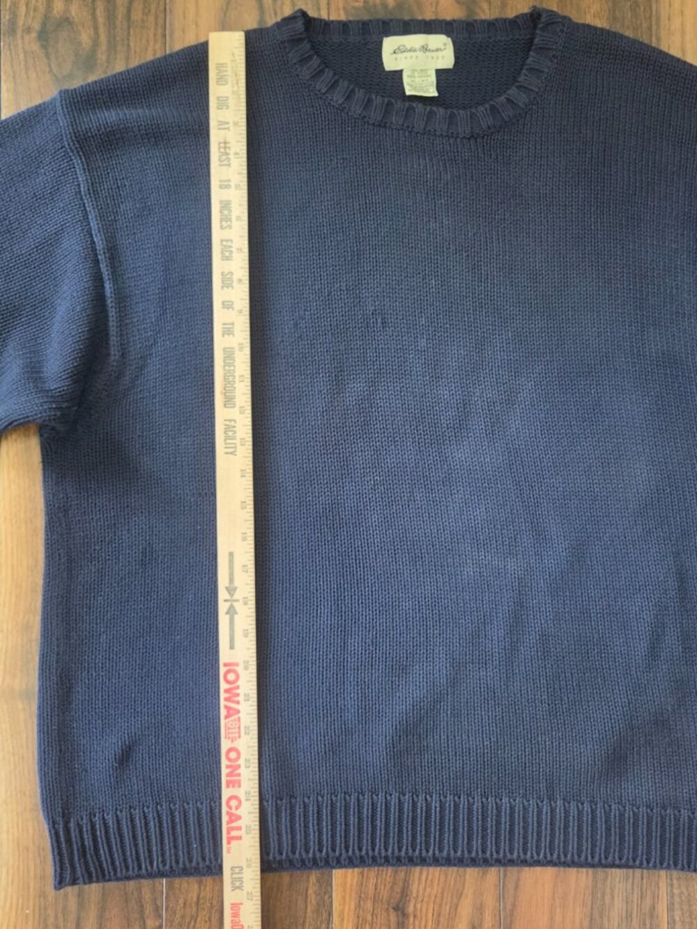 Vintage Eddie Bauer Sweater Men's XL Blue Cotton Knit Crew Neck Outdoor - Picture 5 of 6
